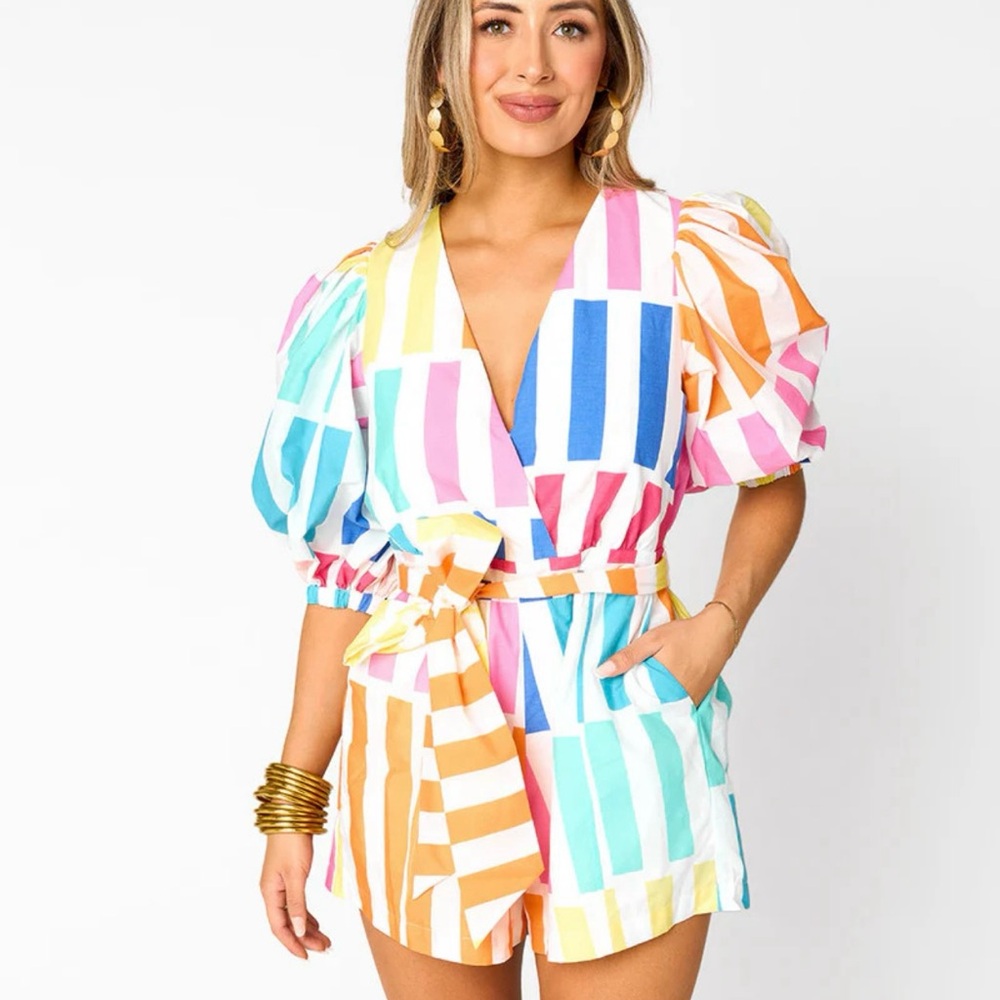 BuddyLove**Julia Short Sleeve Romper - Newport**